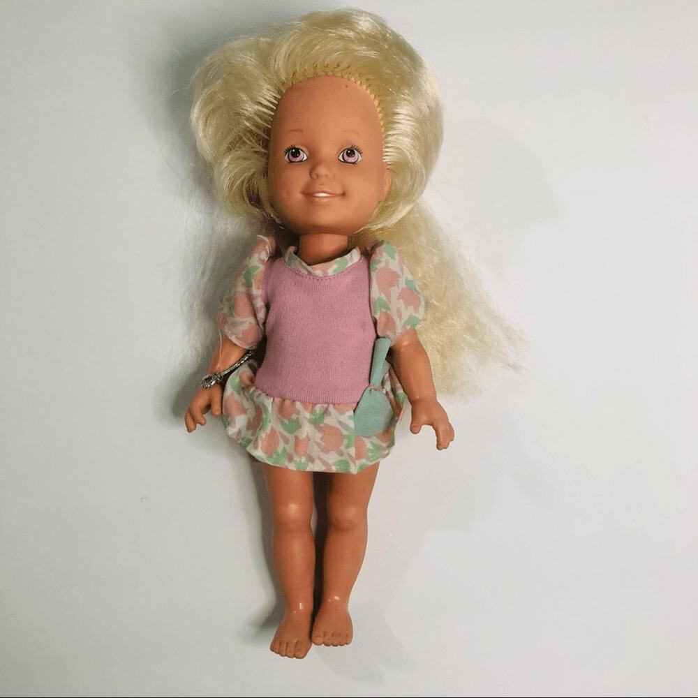 vintage playskool dolly surprise hair growing doll 1980's blonde works baby doll